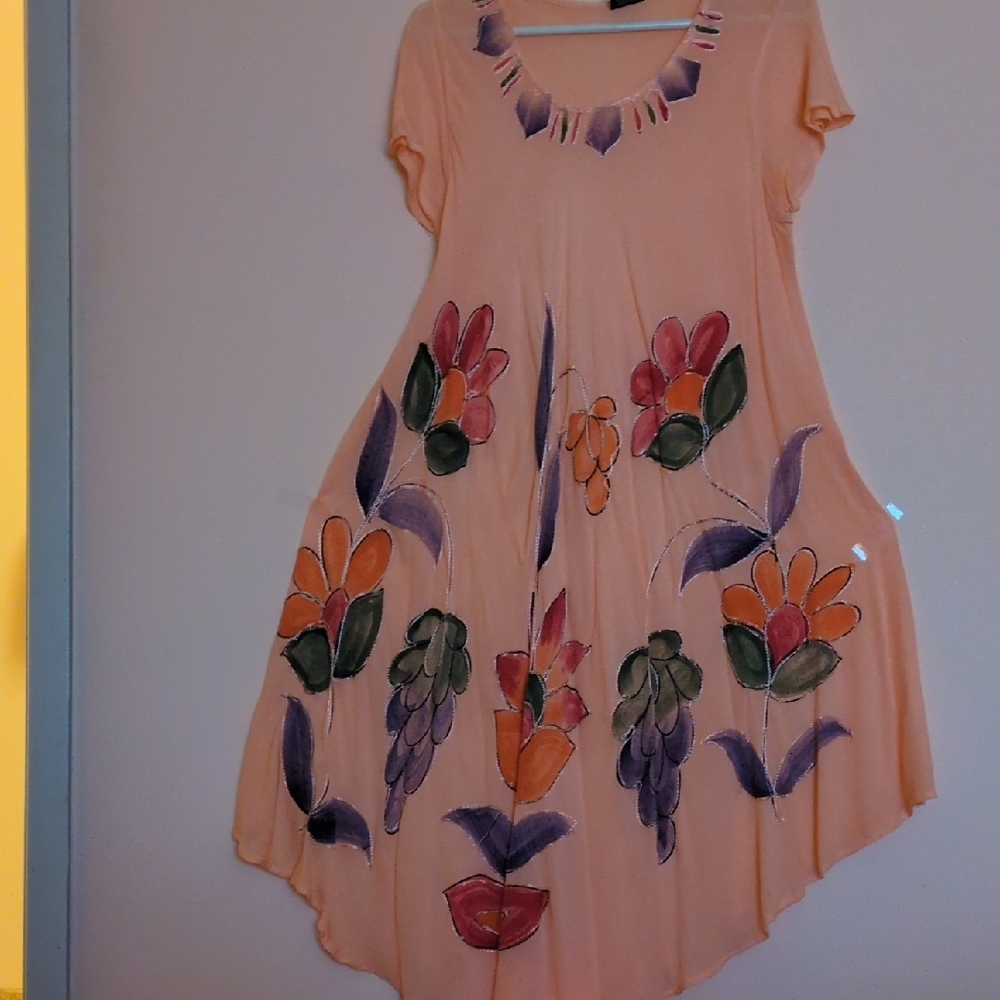 Long Floral Peach Dress